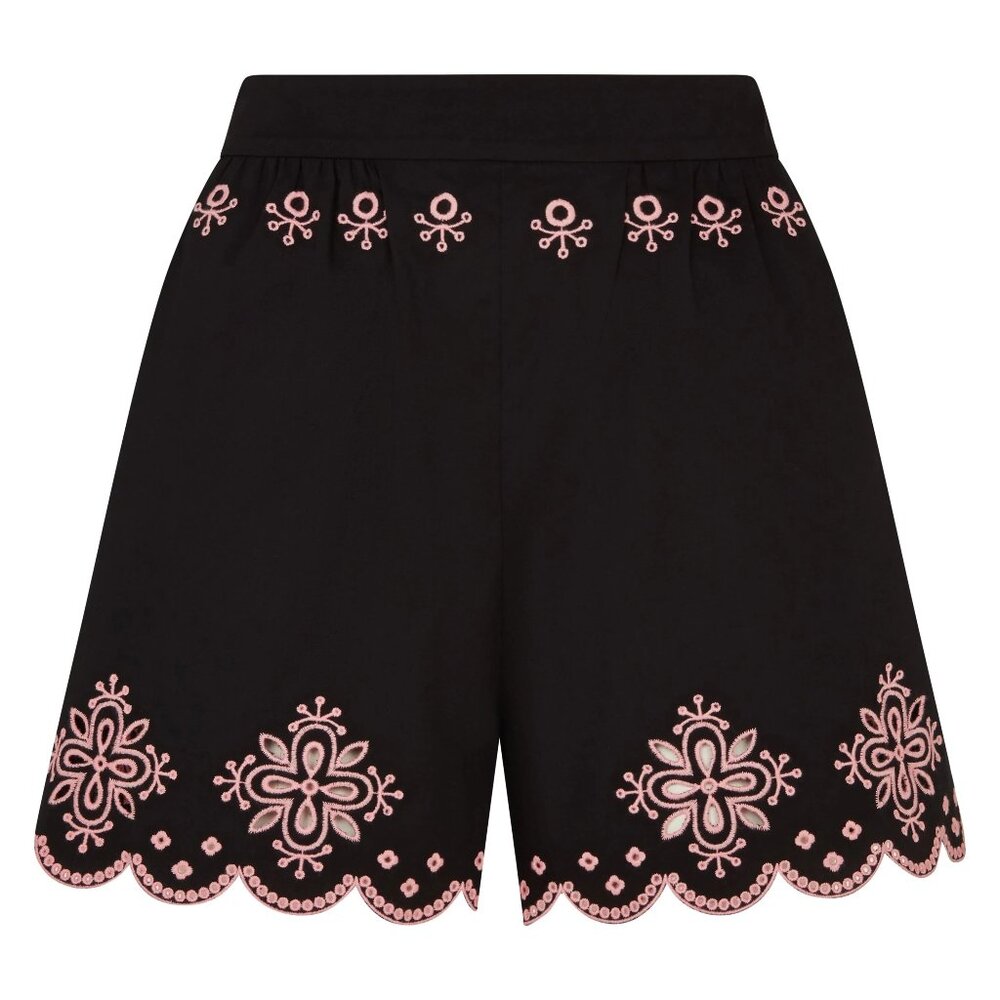 "Paige" Cut-Out Shorts in Black Starburst